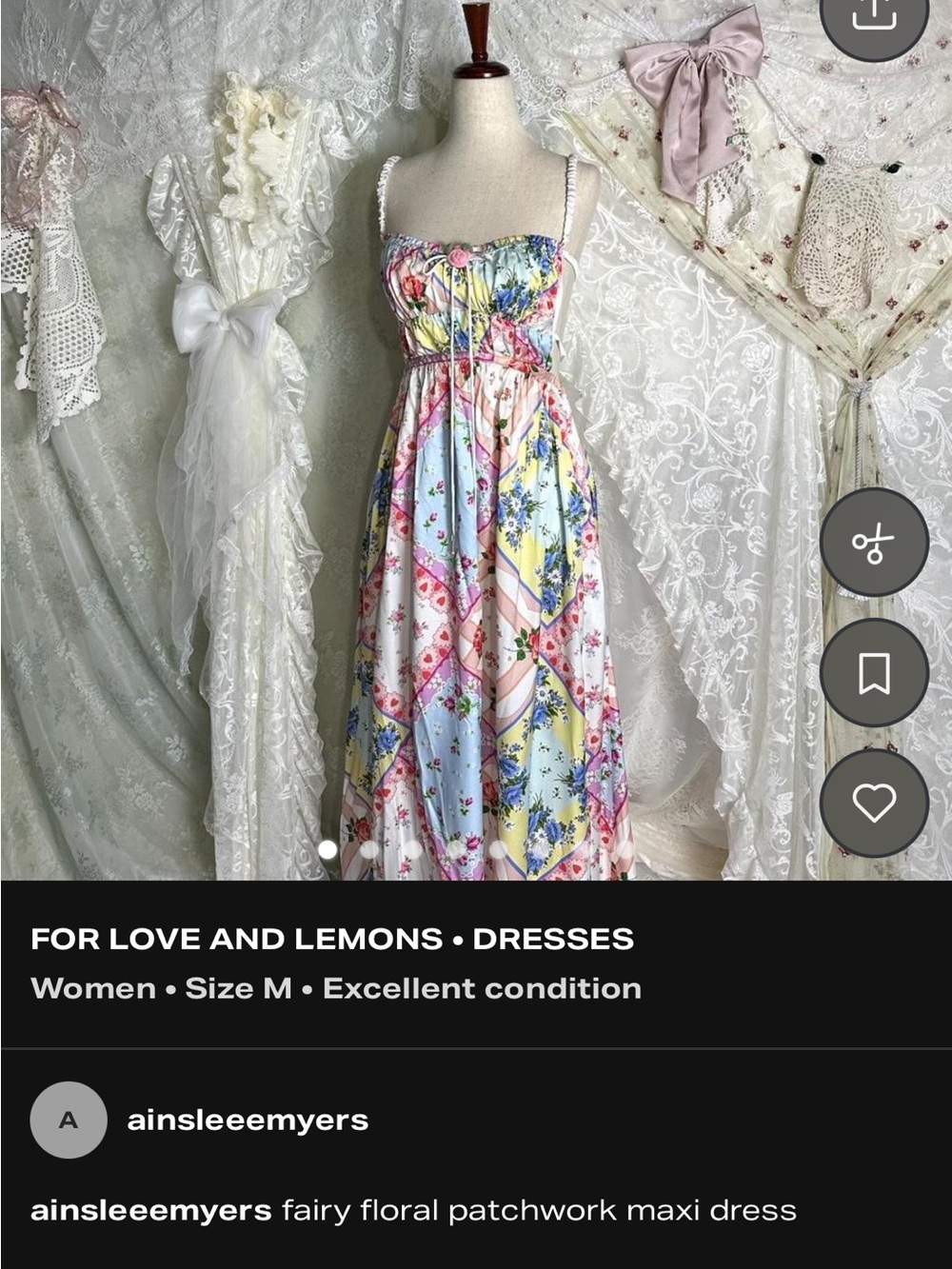 For Love And Lemons Pastel Floral Patchwork Maxi Dress - Pink Blue Yellow